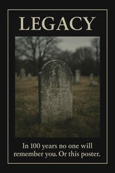 LEGACY — In 100 years no one will remember you. Or this poster.