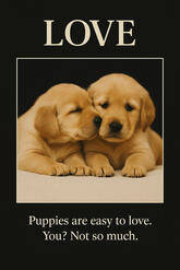 LOVE — Puppies are easy to love. You? Not so much.