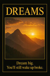 DREAMS — Dream big. You’ll still wake up broke.